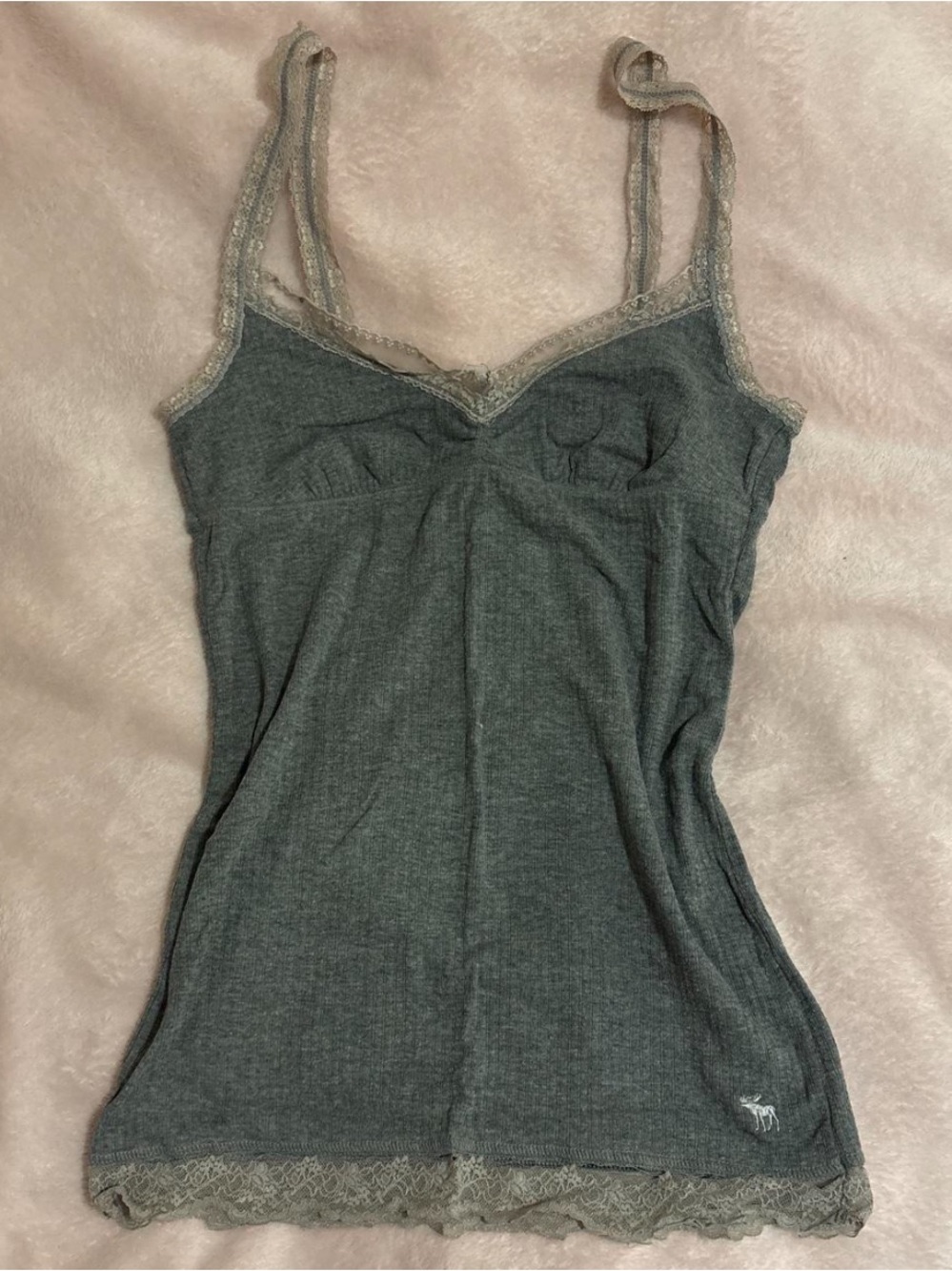 Vintage Abercrombie Grey Babydoll Lace Tank Top